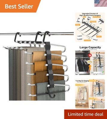 Pants Hangers Space Saving Closet Organizer Anti-Slip Durable 2 Pack