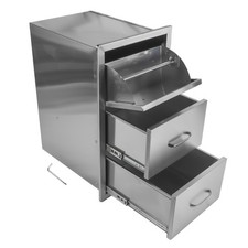 Stainless Steel Pull-Out Cabinet, Outdoor Kitchen Drawer for BBQ Grill Station