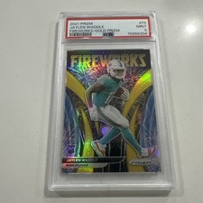 2021 Panini Prizm - Fireworks Jaylen Waddle Gold Prizm /10 Rookie SP, PSA9, Pop1
