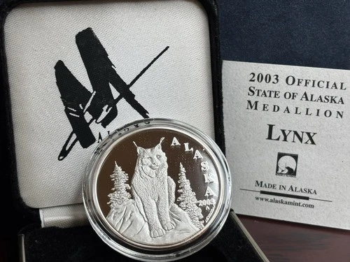 Ultra DCAM Silver Lt Ed Alaska Mint Proof - 2003 Lynx • 1oz .999 • Box & COA