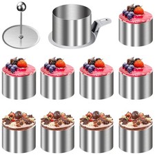 Cake Ring 12 Pieces Stainless Pastry Cutter Set with Pusher and Lifter 3in