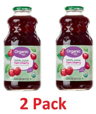 Great Value Organic 100% Tart Cherry Juice, 32 fl oz, Pack of 2