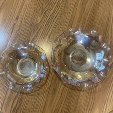 Jeanette Glass Iris Iridescent Serving Fruit Bowl SET Ruffle Edge 11.5” & 9.5” 