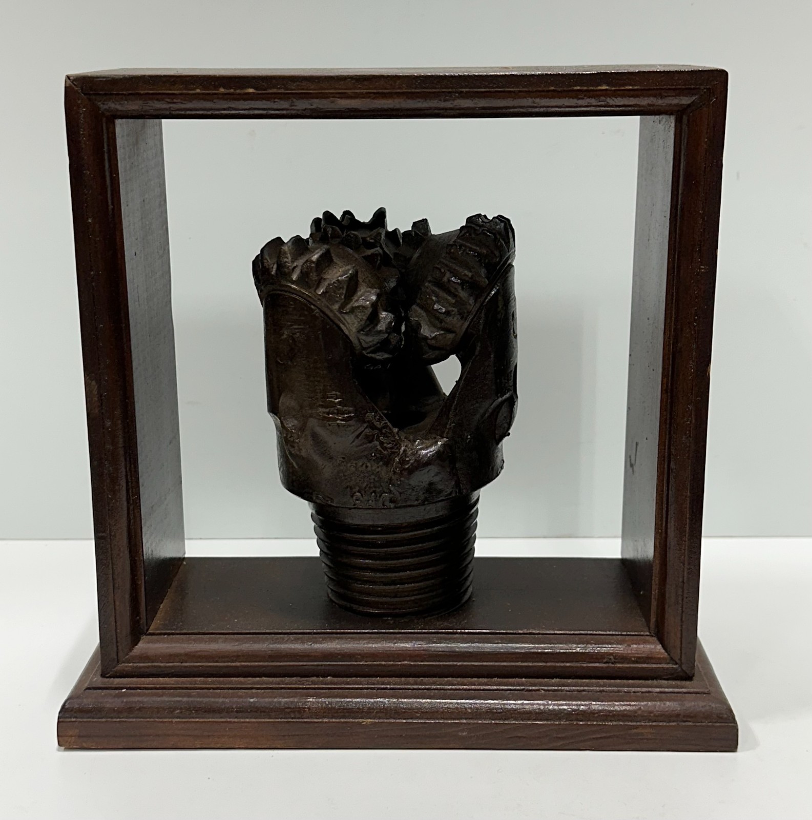 Rig Drill Bit Displayed In Wooden Box Oil And Gas Collectibl