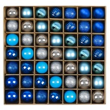 Mini Christmas Tree Ornaments, 49ct 1.18 inches Small Blue Silver Christmas O...