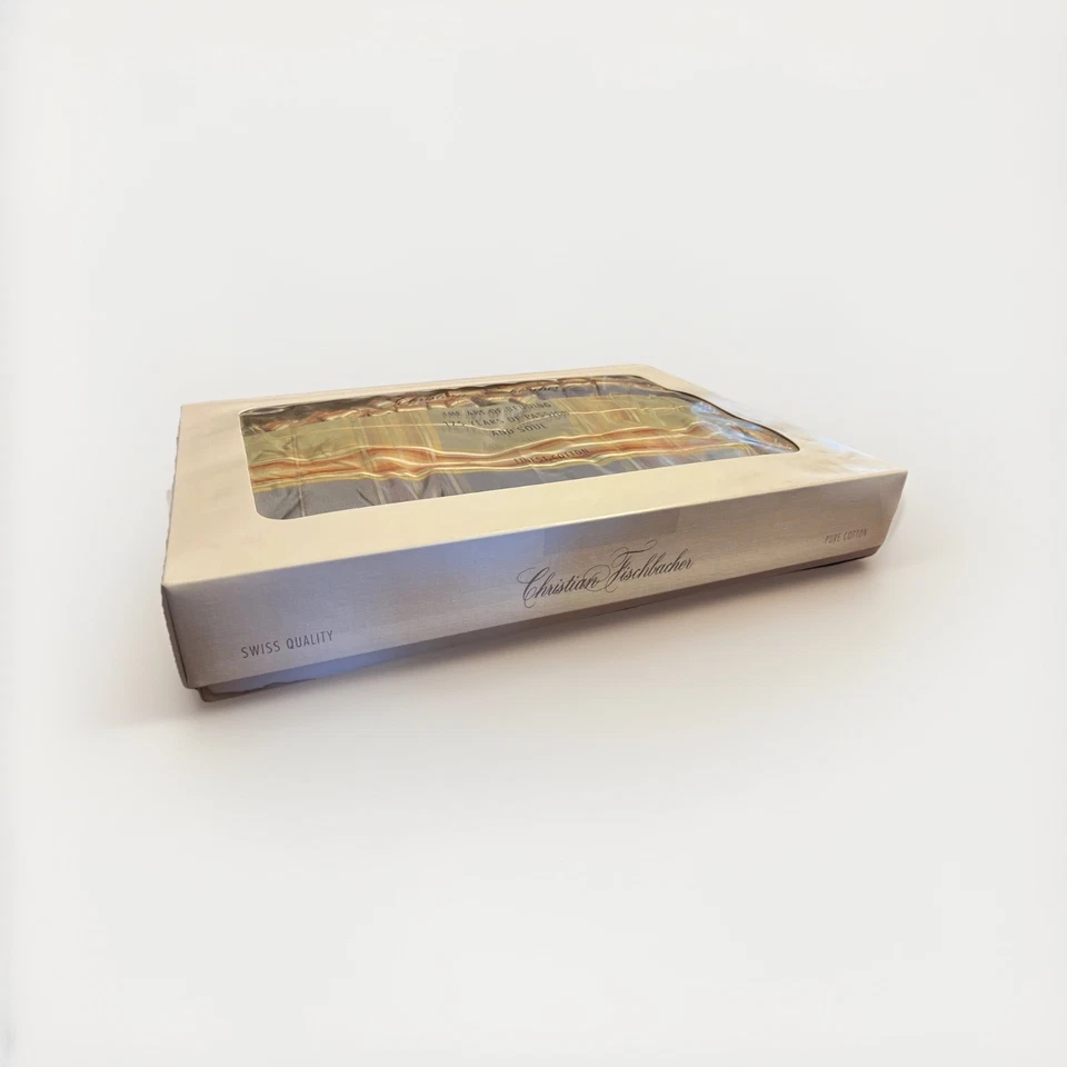 Christian Fischbacher King Bedskirt Satin Gartered 21” Drop Luxury Plaid NOS - Image 3 of 4