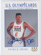 1992 Impel USA Basketball Patrick Ewing Card Signed Sticker Auto