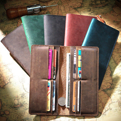 Rfid  Genuine Buffalo Leather Wallet Handmade Clutch Bifold Unisex Long wallet