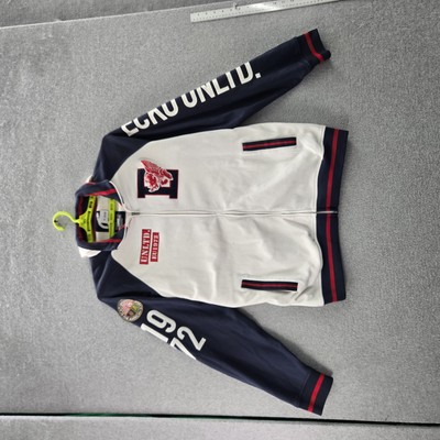 VINTAGE Ecko Unltd. Men Hoodie L White Y2K Colorblock Logo Patch Embroidered