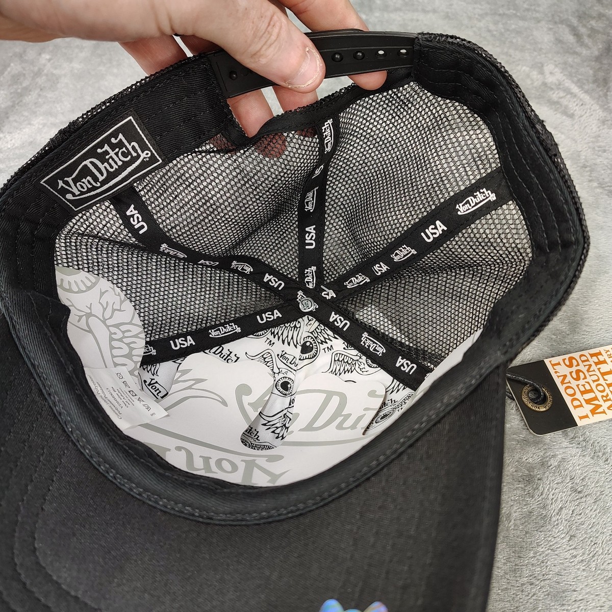Von Dutch Trucker Hat White Black Flying Eyeball Wordmark  display picture 1