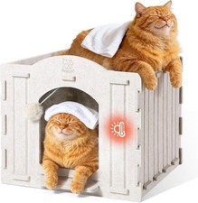 Indoor Cat House Scratch-Resistant: Warm Enclosed Felt Bed Cave with Hanging ...