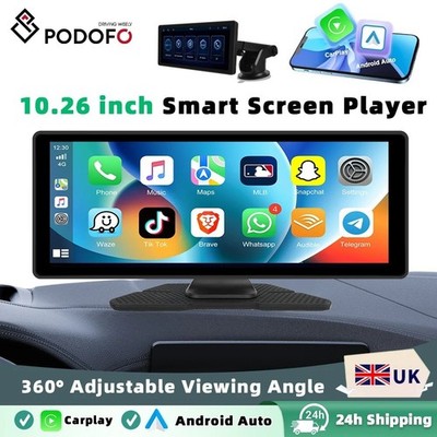  Podofo 10.26'' Wireless CarPlay Android Auto MP5 Portable Smart Player AirPlay