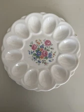 Vintage E & R American Heritage Deviled Egg Plate Classic Holiday Floral Pattern