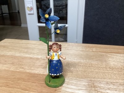 Vintage Erzgebirge Meadow Wooden Flower Girl