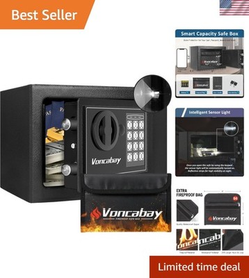 Compact Fireproof Money Safe Box with Sensor Light - 0.23 Cubic Feet Protection
