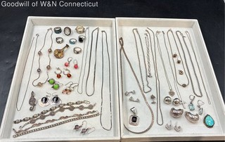 44 Piece 925 Sterling Silver Jewelry Lot 288.44g