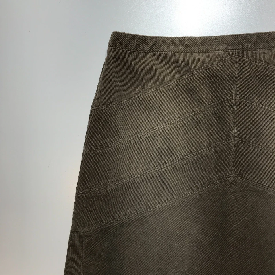 Ann Taylor Loft 裙子女式 8 A 字接缝棕色灯芯绒棉拉链门襟 — 第 3/4 张图片