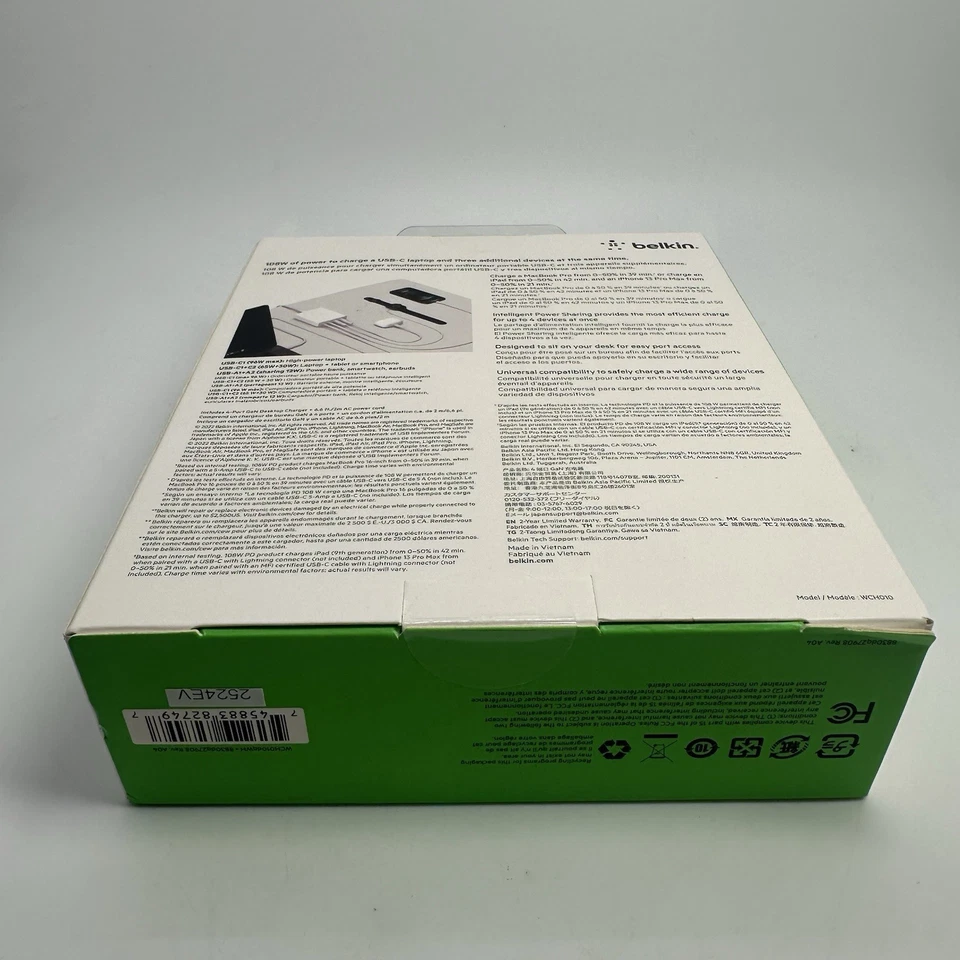 Belkin Boost Charge Pro 4 端口 108W GaN USB-C 充电器 - 白色 WCH010DQWH - 全新! — 第 4/4 张图片