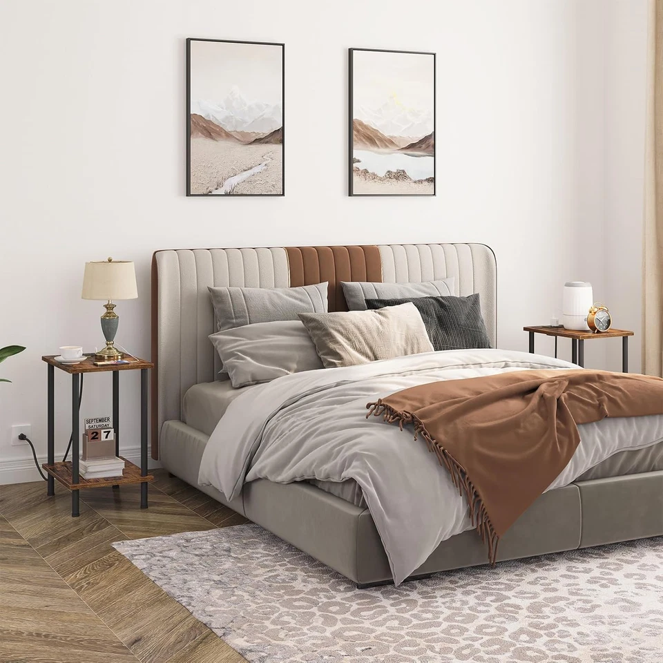 Side Table with Charging Station, Set of 2 End Tables with USB Port and Outlets, - Image 4 of 4