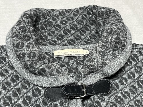 Chiaramente Women's Open Sweater Cardigan Italy Gray Black Wool Blend Size Large - Picture 2 of 18