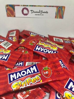 100 x HARIBO MAOAM STREIFEN ERDBEERGESCHMACK OBST KAUSNACKS PARTY WEIHNACHTEN SÜSSIGKEITEN