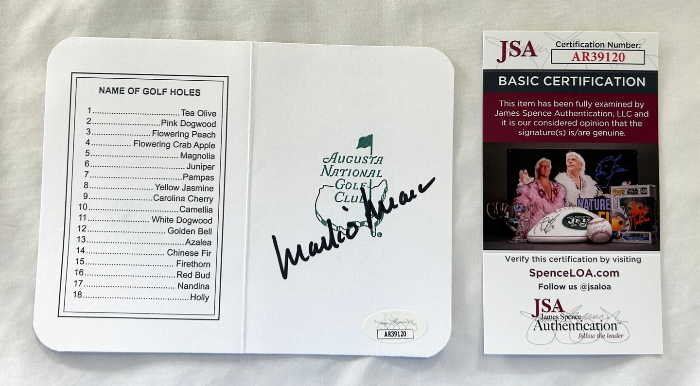 Mark O'Meara Signed Masters ScoreCard JSA 1 COA 