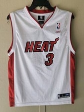 Miami Heat Dwayne Wade 3 Reebok Jersey Youth Large 14-16 White NBA Excellent NBA