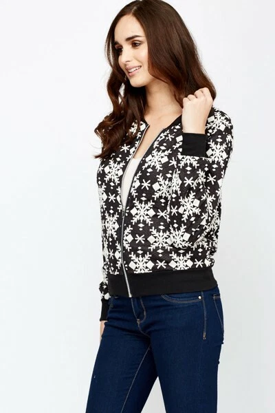 Women's Girls Fairisle Print Bomber Christmas Jacket Size 12 - Image 2 of 4