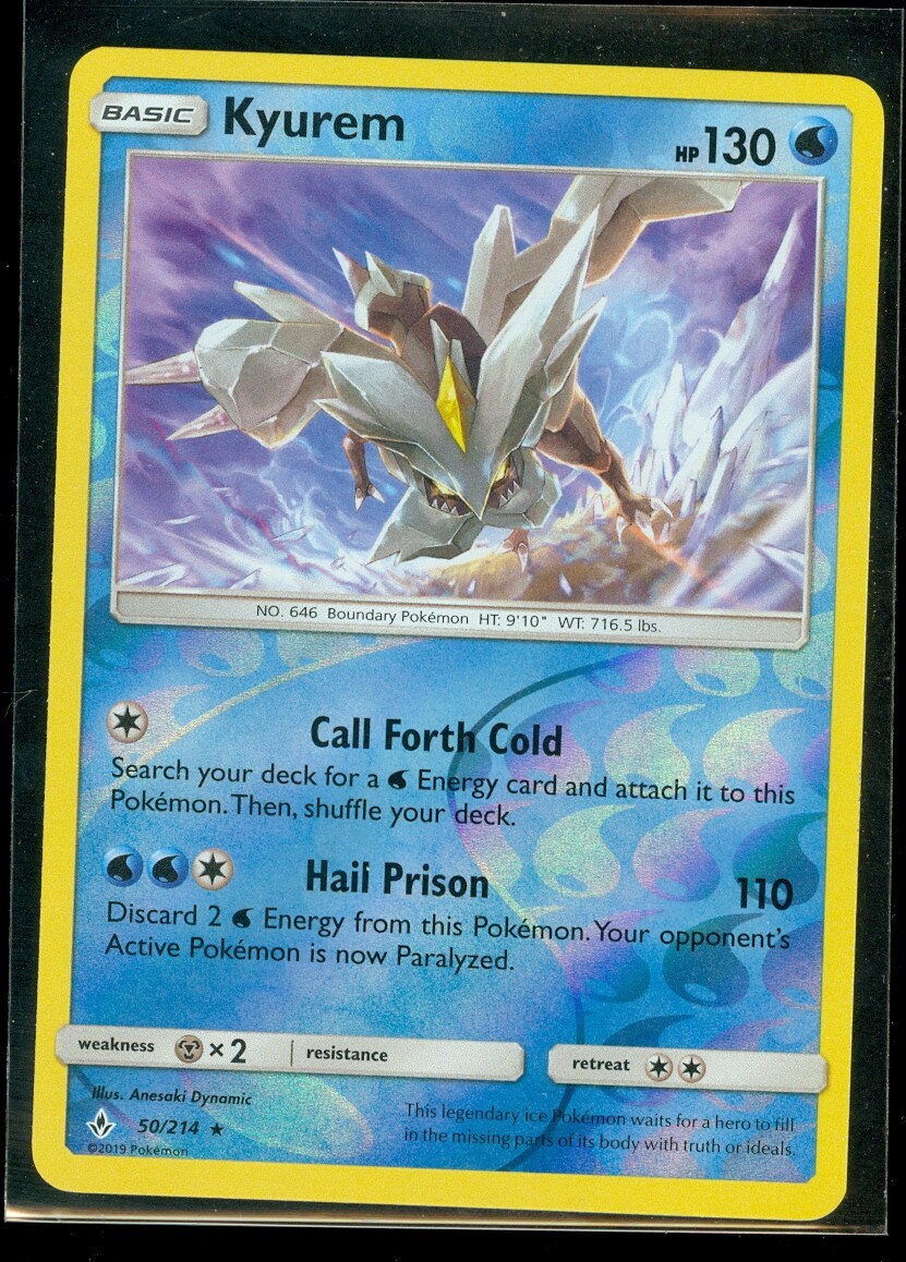 Pokemon KYUREM 50/214 Unbroken Bonds RARE Rev Holo - MINT
