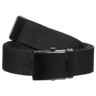 Fabric belt MFH, black with black metal buckle, adjustable up to 130 cm