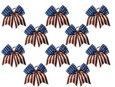 (10) Chixx Solid U.S.A. Flag Glitter Flake Bulk Lot Wholesale Bundle Cheer Bows