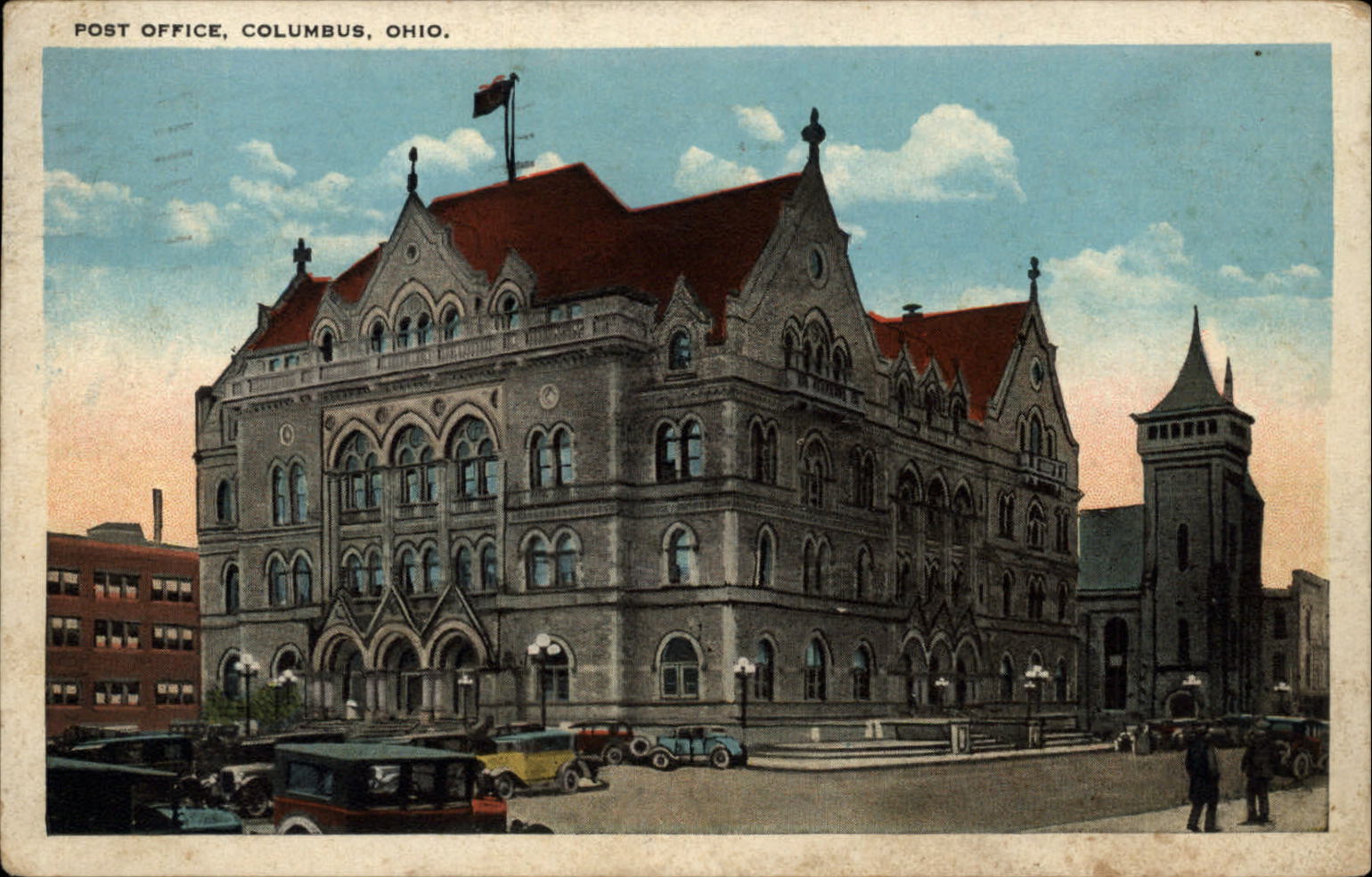Columbus Ohio Post Office Antique cars mailed 1918 postcard to