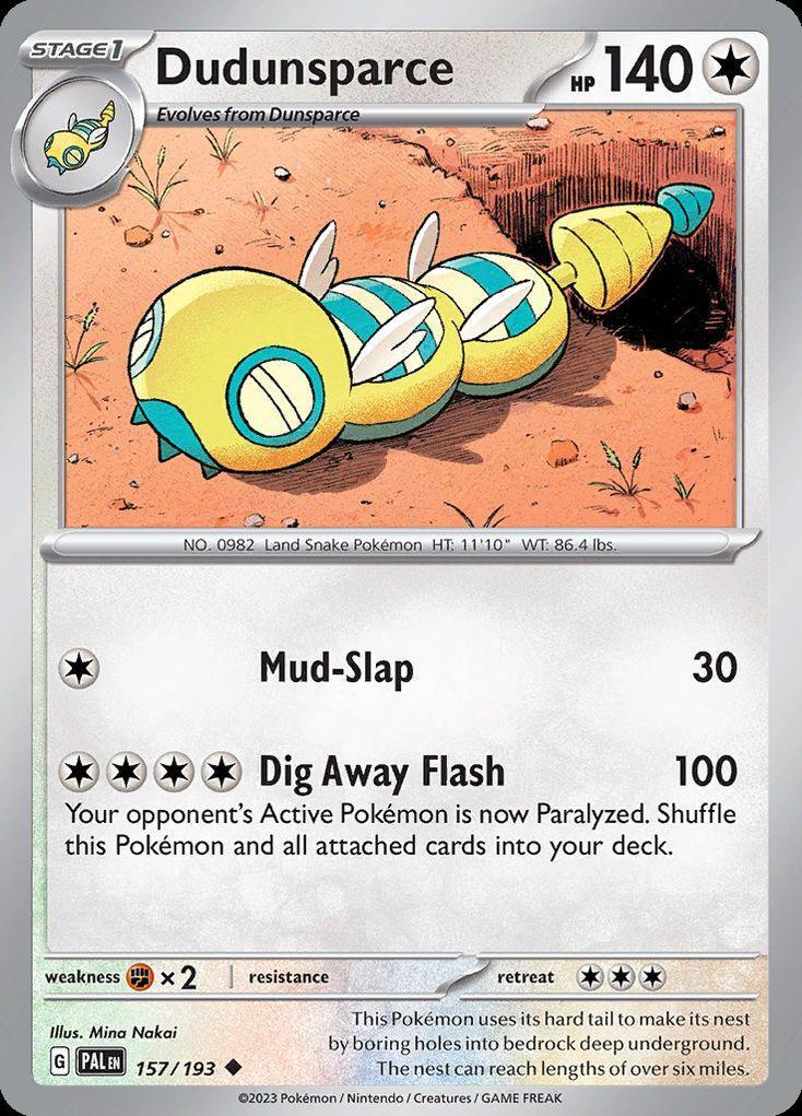 Pokemon Dudunsparce (157/303) Paldea Evolved LP REVERSE HOLO