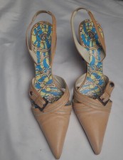VERSACE Women's Tan Dress Shoes Medusa Vero Cucio Leather EU 38 1/2 US 8.5Italy 