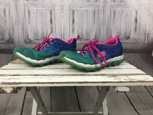 Sketchers Lady Womens Green Blue Pink Tie Shoes Sneakers Athletic Running Sz 5