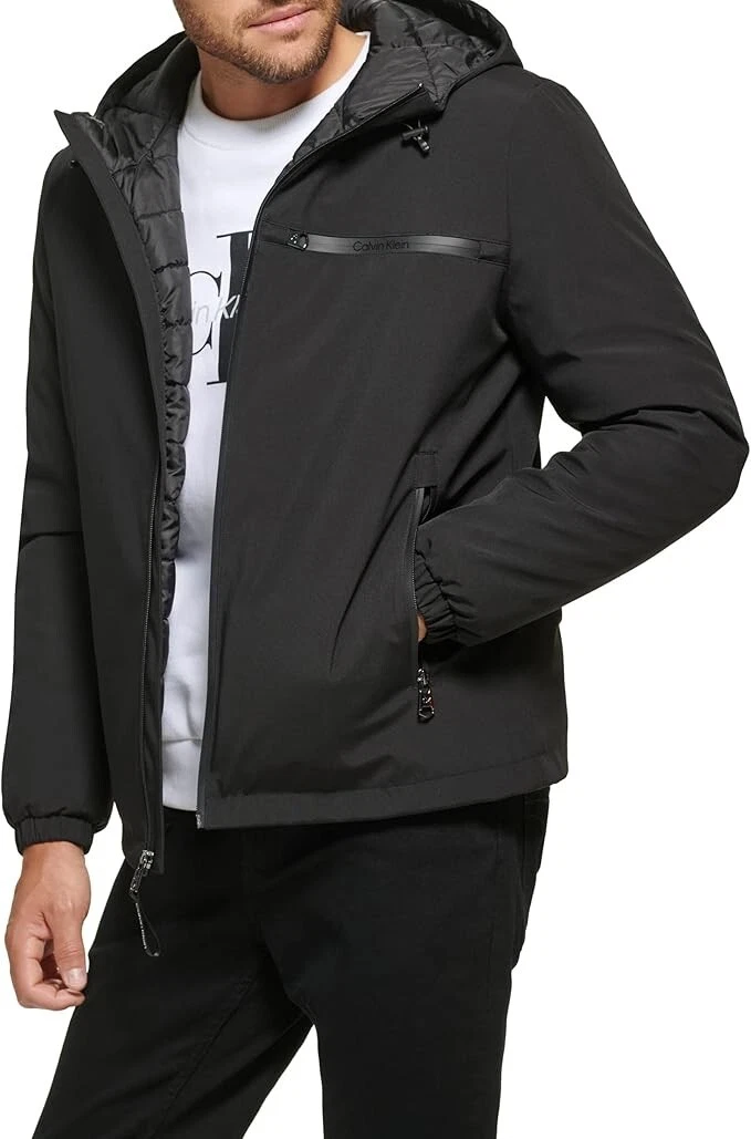 Calvin Klein Mens Hooded Windbreaker Jacket - XL