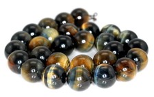 14MM GOLDEN BLUE TIGER EYE GEMSTONE GRADE AA ROUND LOOSE BEADS 7inch