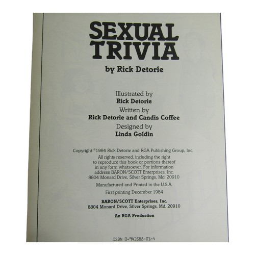 Vintage Illustrated Sexual Trivia Rick Detorie 1984 Baron/Scott Enterprises - Bild 3 von 3