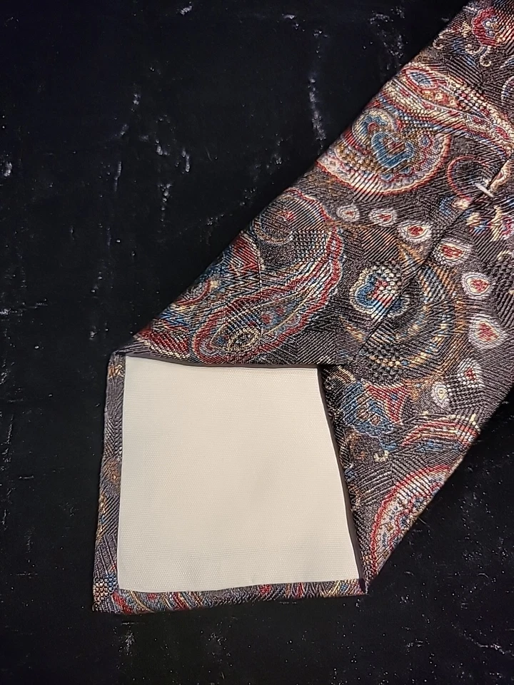 Винтажный Byerly суда мужской шеи галстук серый красный синий пейсли профессиональный костюм - Изображение 4 из 4