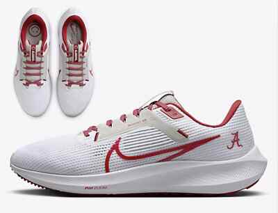 Nike Pegasus 40 Alabama Crimson Tide White DZ5972-100 Men's Shoes Size 9, 9.5