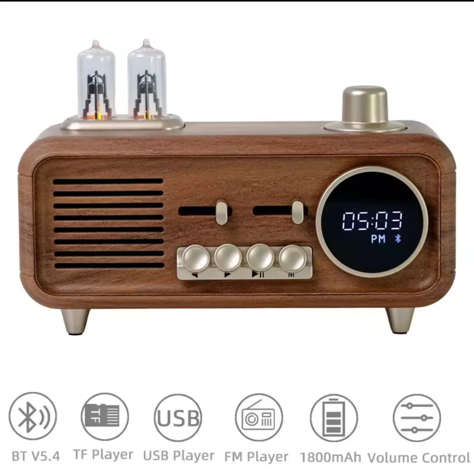Retro Bluetooth Speaker with FM Radio & clock-vintage Portable Bluetooth speaker - Image 4 of 4