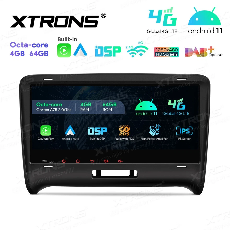 AUTORADIO ANDROID 11 STEREO AUTO 8" AUDI TT MK2 8J 2006-2012 NAVI WIFI CARPLAY  - Immagine 2 di 4