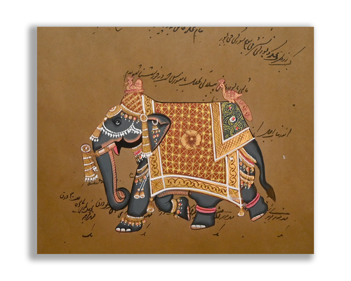 Pintura en miniatura animal hecha a mano de elefante tradicional de Rajasthani 9 x 12 pulgadas - Imagen 3 de 3