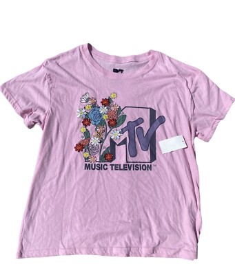 Walmart Mtv Pink Shirt MTV Shirt Pink Floral Size Xl Cotton Polyester