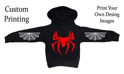 Toddler Black Hoodie No Pockets All Sizes Red Spider White Spiderwebs