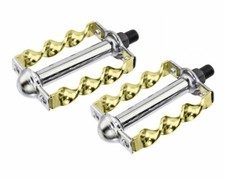 CHROME/GOLD Custom Bicycle Pedals FLAT TWISTED 1/2" Spindle Lowrider Cruiser