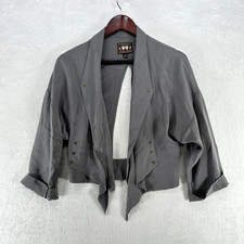 Heartloom Cardigan Womens Small Gray 100% Silk Cut Out Back Open