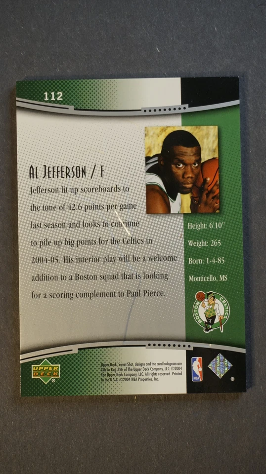2004 Upper Deck Sweet Shot #112 Al Jefferson RC, SN1250 - Image 2 of 2