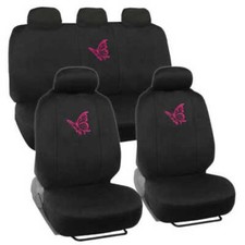 Pink Butterfly Car Seat Covers Full Set - Cute Auto Accessory Gift For Women
