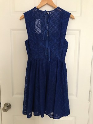 Robe En Dentelle Sandro Mikka Taille 2 - Bleu - Longueur 90 Cm (35.5") - Neuve Avec Étiquettes - Style A-Line